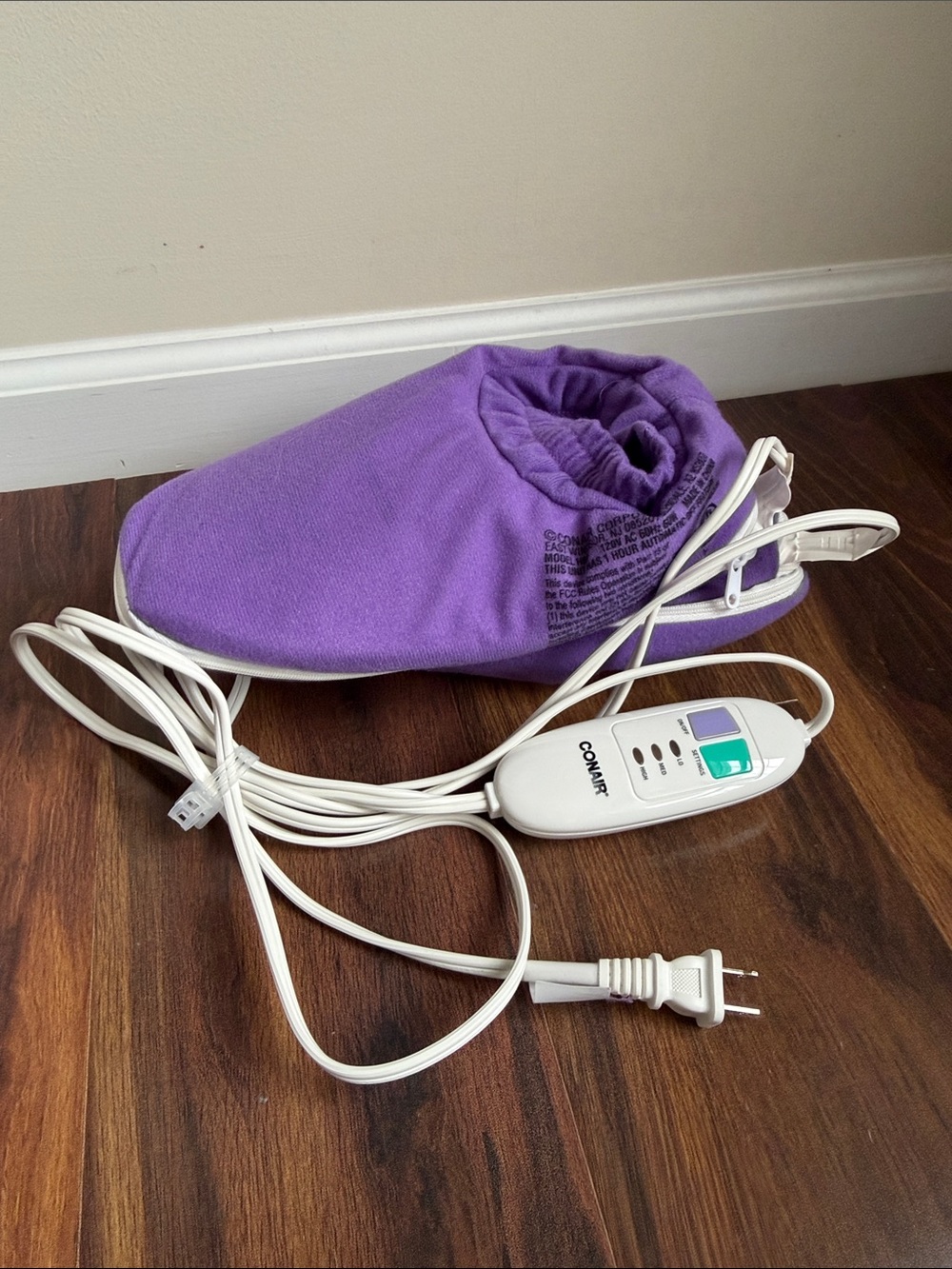 Conair Electric Heated Bootie Slippers Purple Like New 3 Settings